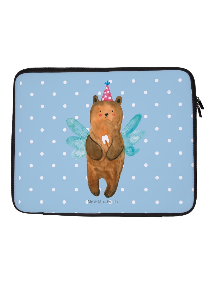 Laptop Tasche Bär Zahnfee ohne Spruch in Blau Pastell