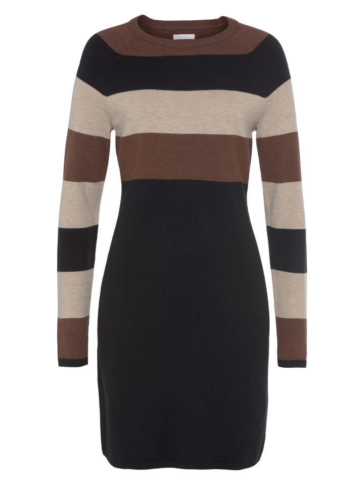Strickkleid in schwarz sand gestreift