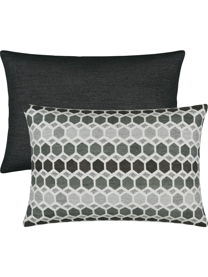 Jacquard Kissenhülle 2er-Pack York in grau