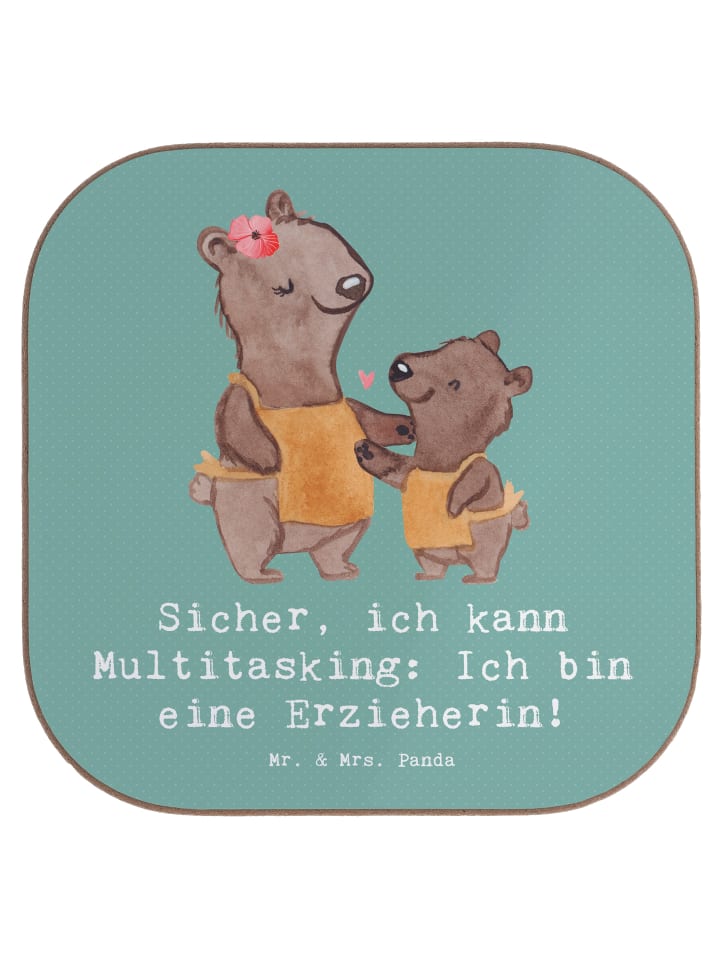 Untersetzer Erzieherin Multitasking mit Spruch in Meeresbrise