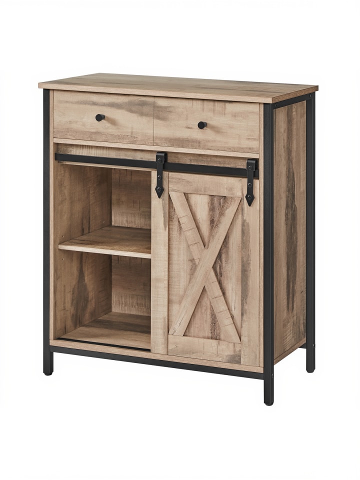 Sideboard Daxton in Eichenbraun-Schwarz - (B)30 x (H)80 x (T)70 cm