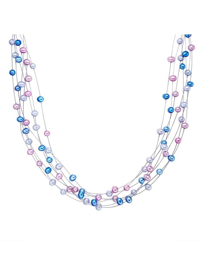Perlen-Kette aus Sterling Silber mit Süßwasser-Zuchtperle in multicolor