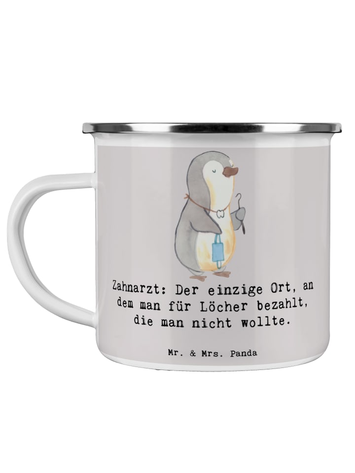 Trinkbecher Zahnarzt Lochgebühr mit Spruch in Grau Pastell