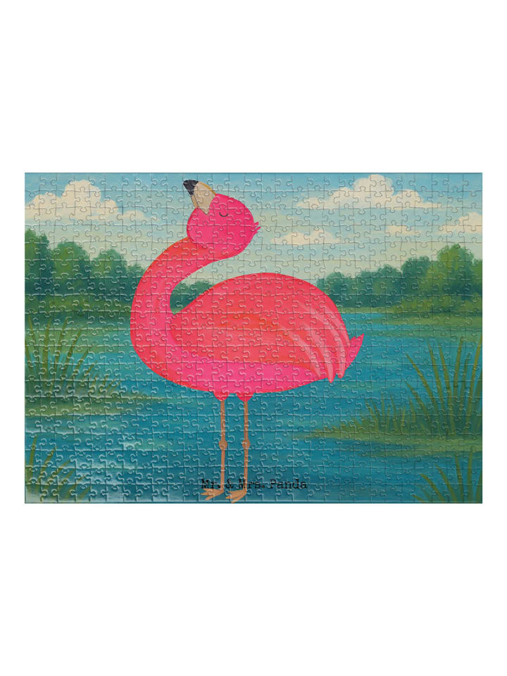 Puzzle Flamingo Stolz Design ohne Spruch in Weiß