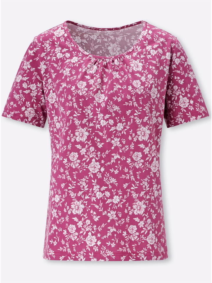 Kurzarm-Shirt in erika-altrosa-bedruckt