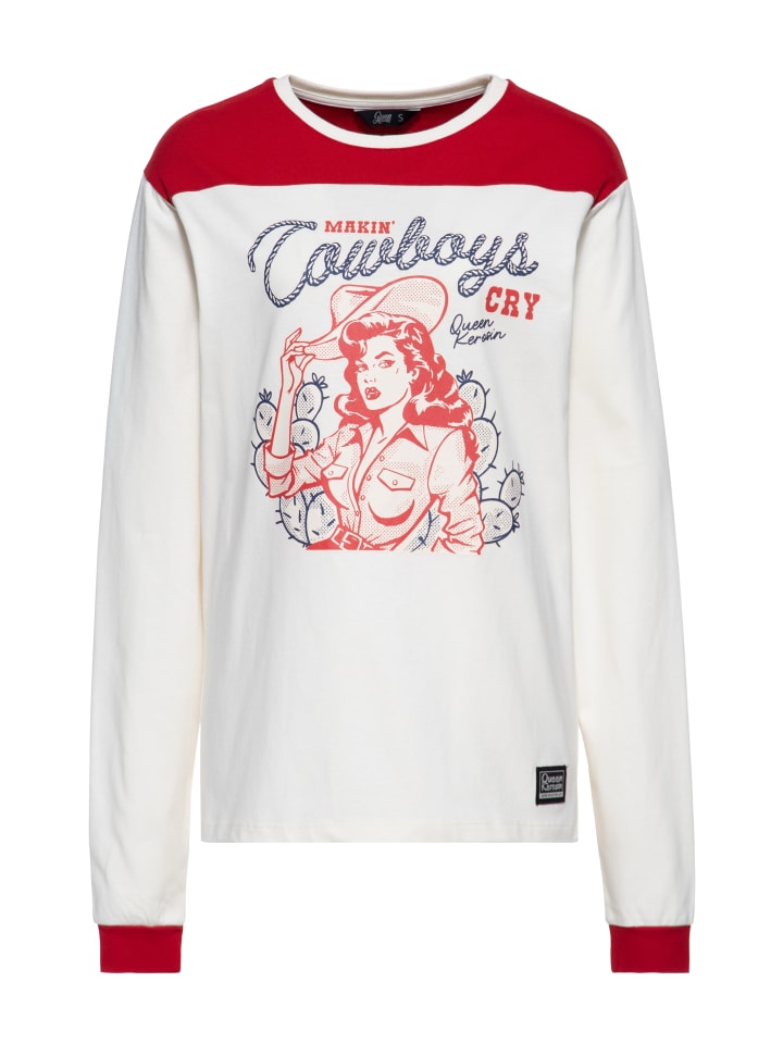 Queen Kerosin Langarmshirt Makin' Cowboys Cry in naturweiß