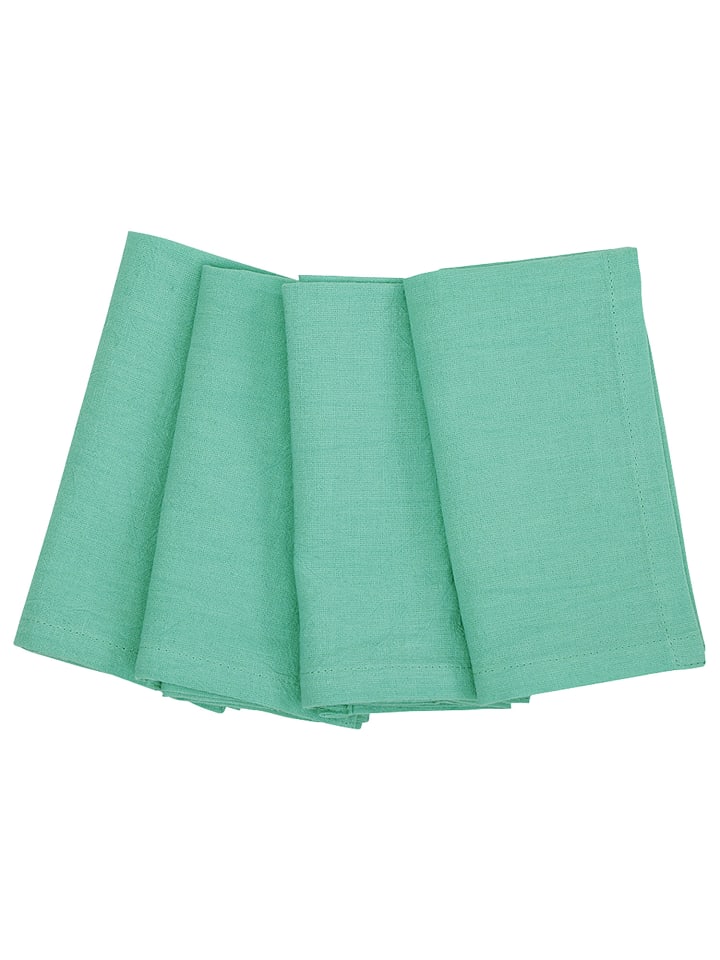 home24 4er-Set Tischsets aus Baumwolle & Leinen in Mint in Mint