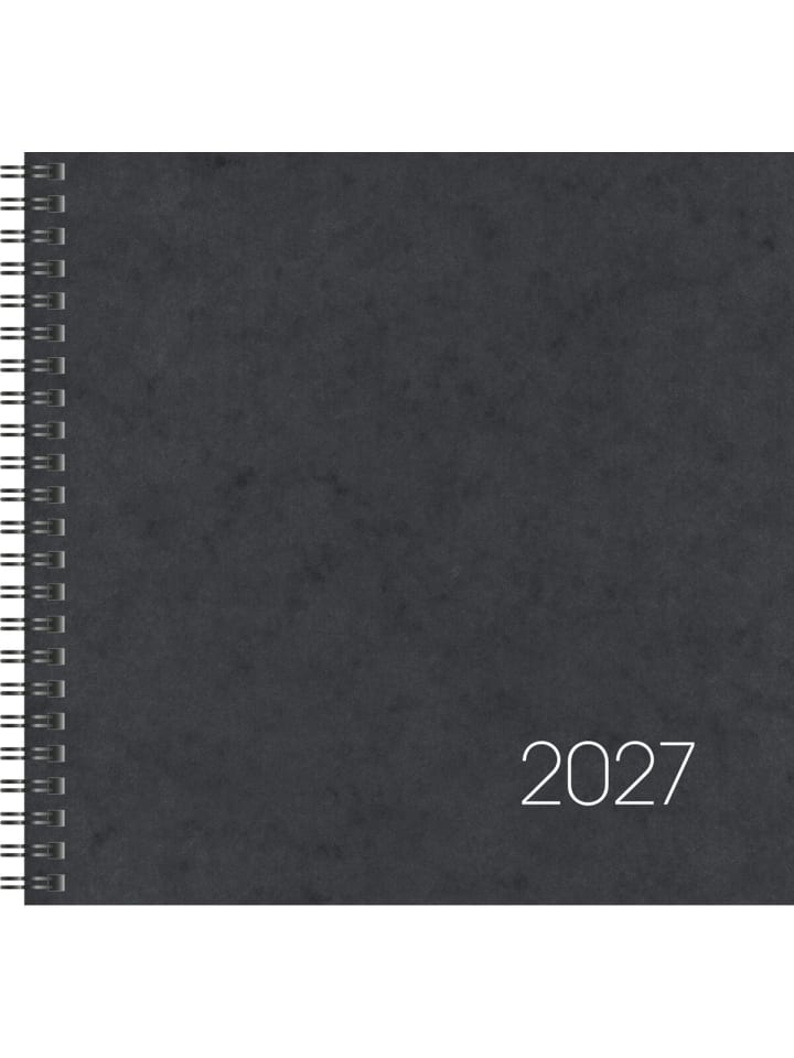 Quadratkalender 766 21x20,5cm 1 Woche/2 Seiten Karton-Einband schwarz ...