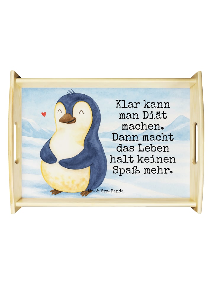 Serviertablett Pinguin Diät Design mit Spruch in Weiß
