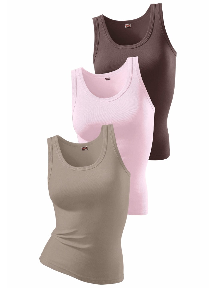Tanktop in braun, rosa, taupe