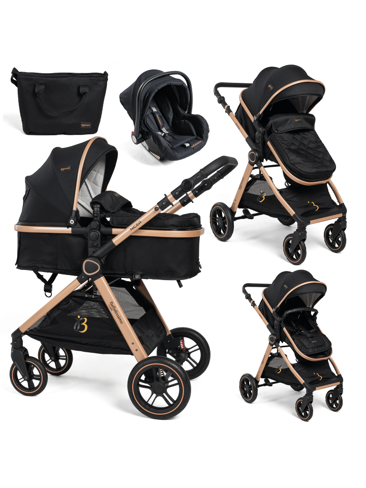 3 in 1 Kinderwagen Set Kombikinderwagen - Nicea in Schwarz