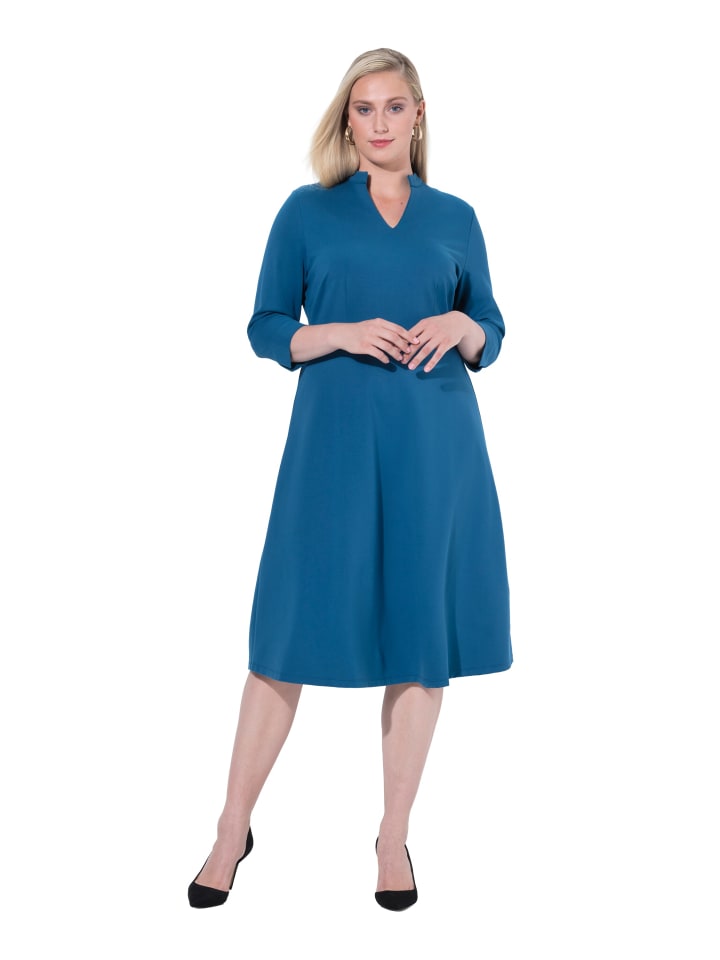 Jerseykleid in petrolblau