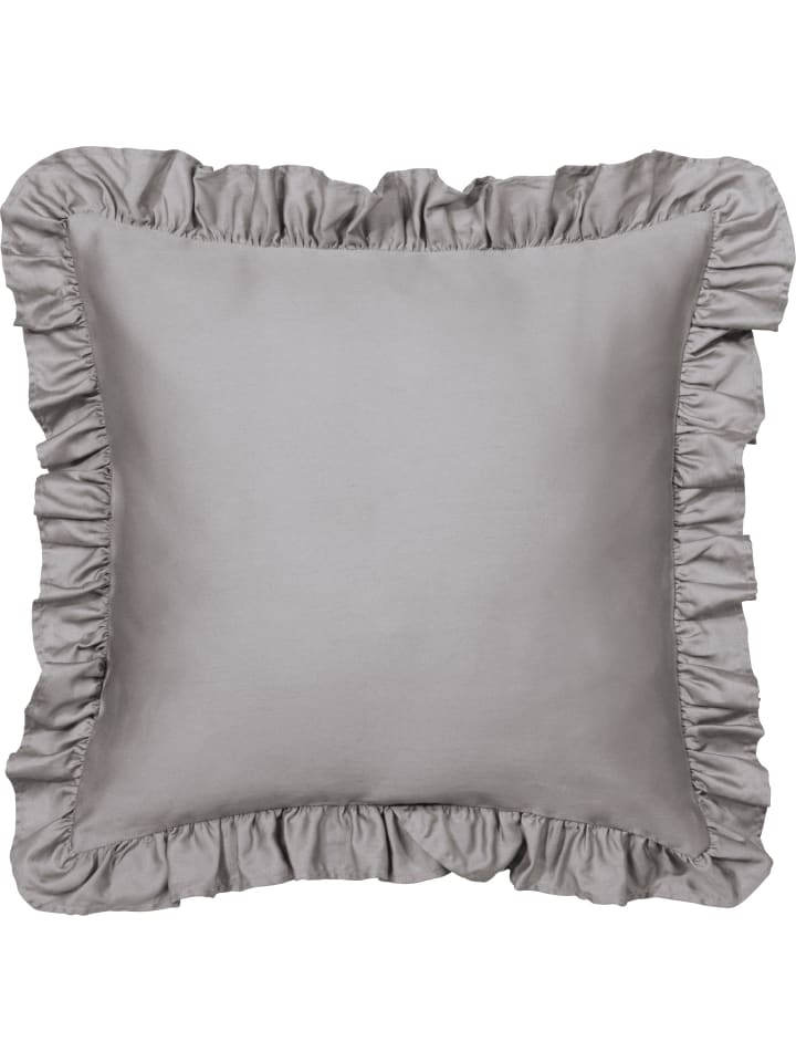 Mako-Satin Kuschelkissenbezug mit Volant Landshut in silber
