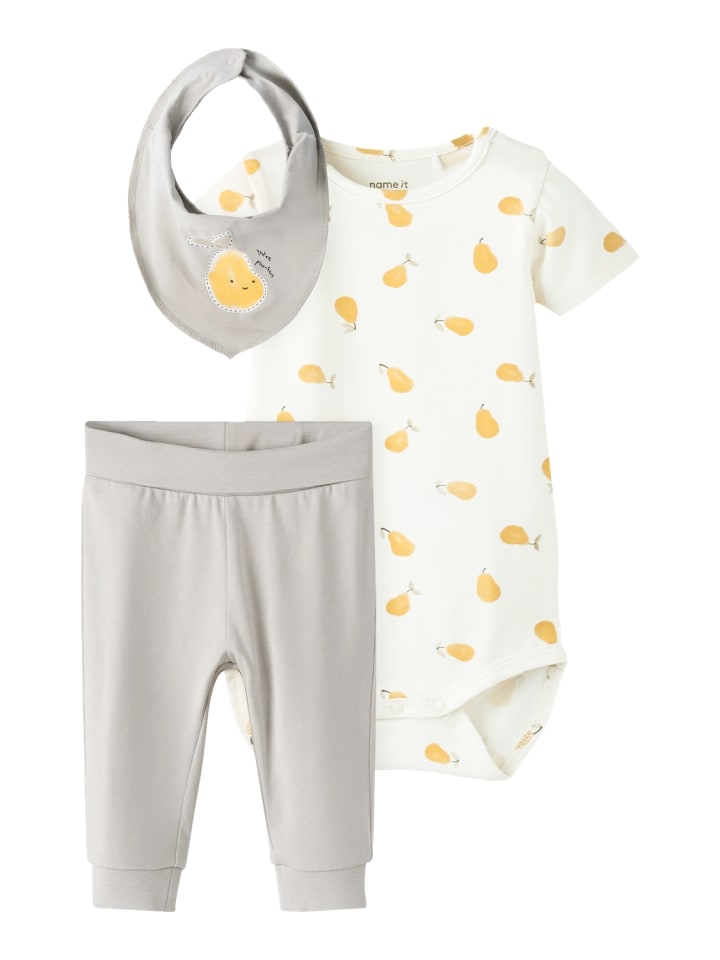 Geschenkset mit Body Hose und Lätzchen in chateau gray