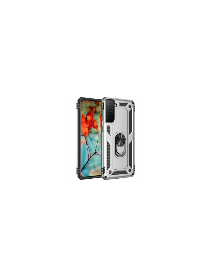 Silikon TPU Slim Case mit 360 Grad Ring Ständer Silber in Silber