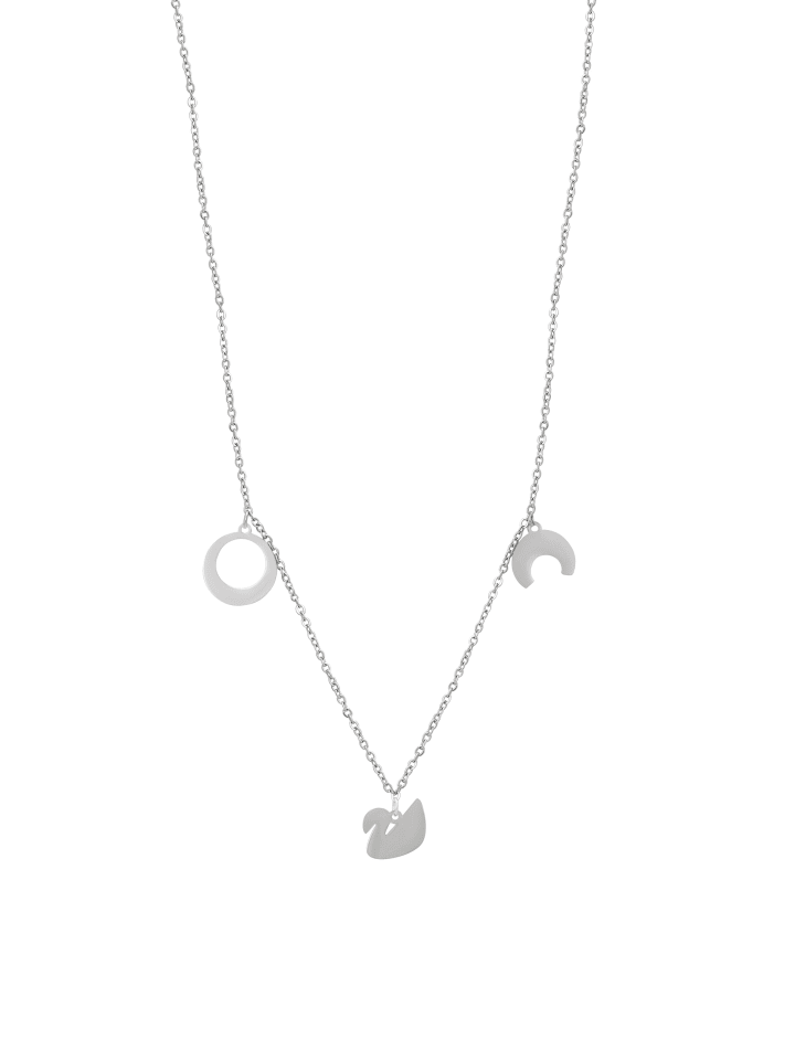 Women Station Necklace With Charms in Silver