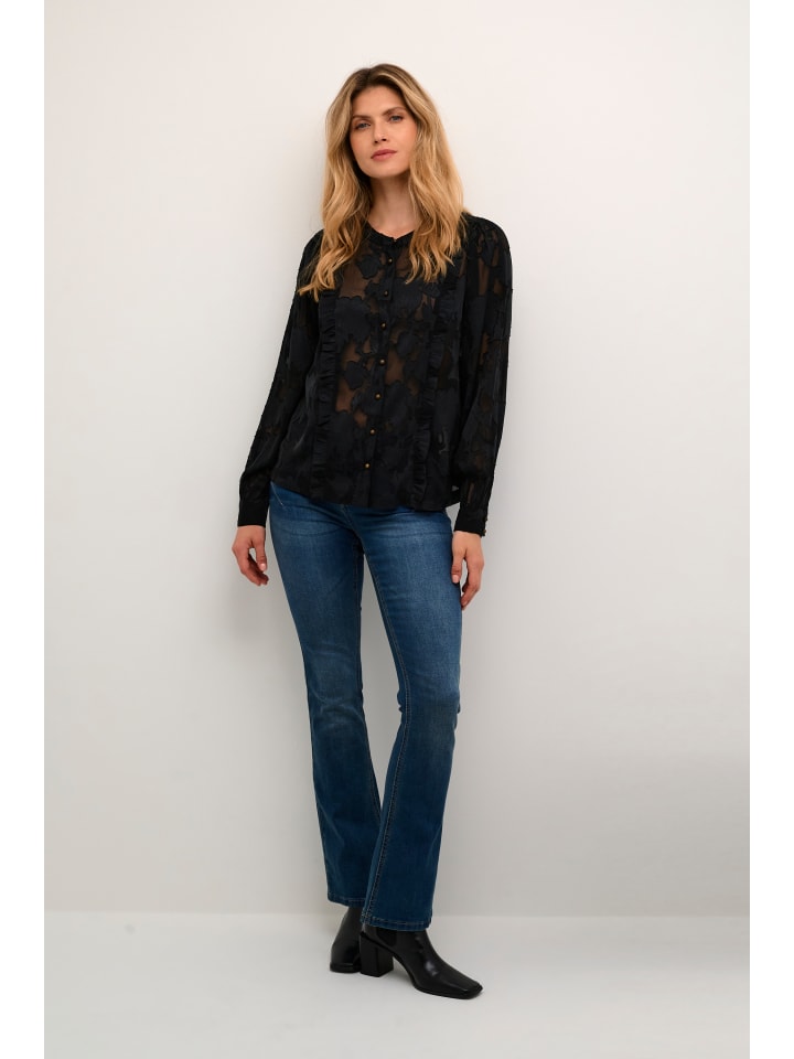 Langarm-Bluse CRYana Straight fit in Pitch Black