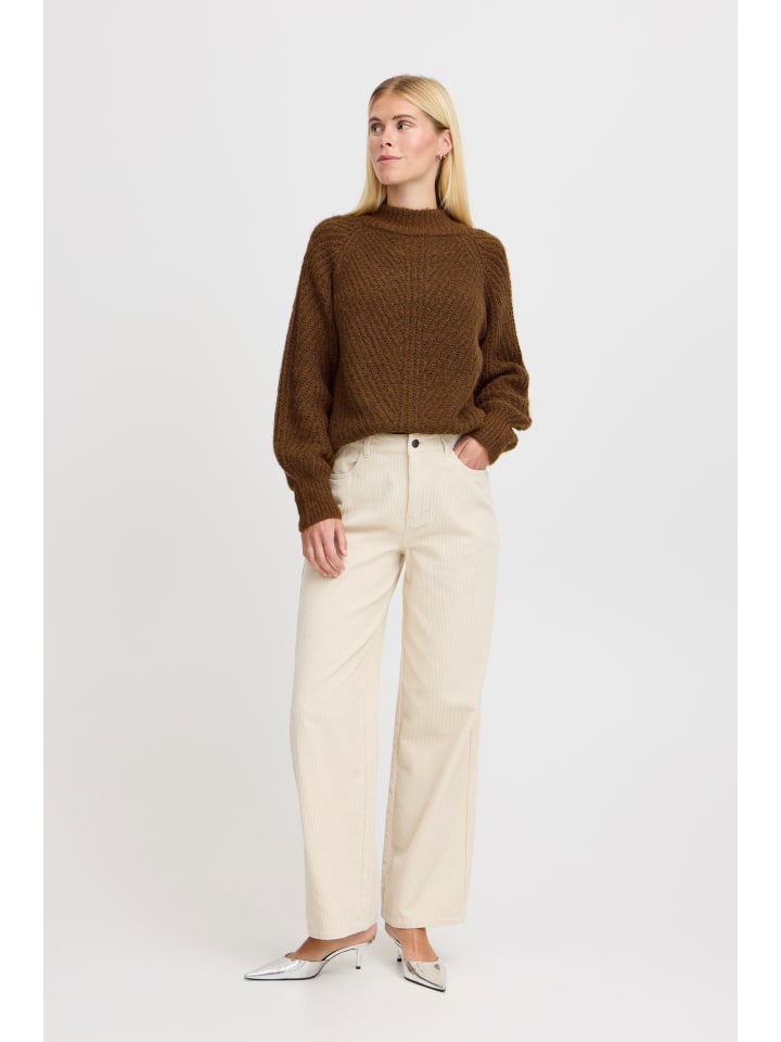 Strickpullover langarm BYOKSANA Loose fit in Bison Melange