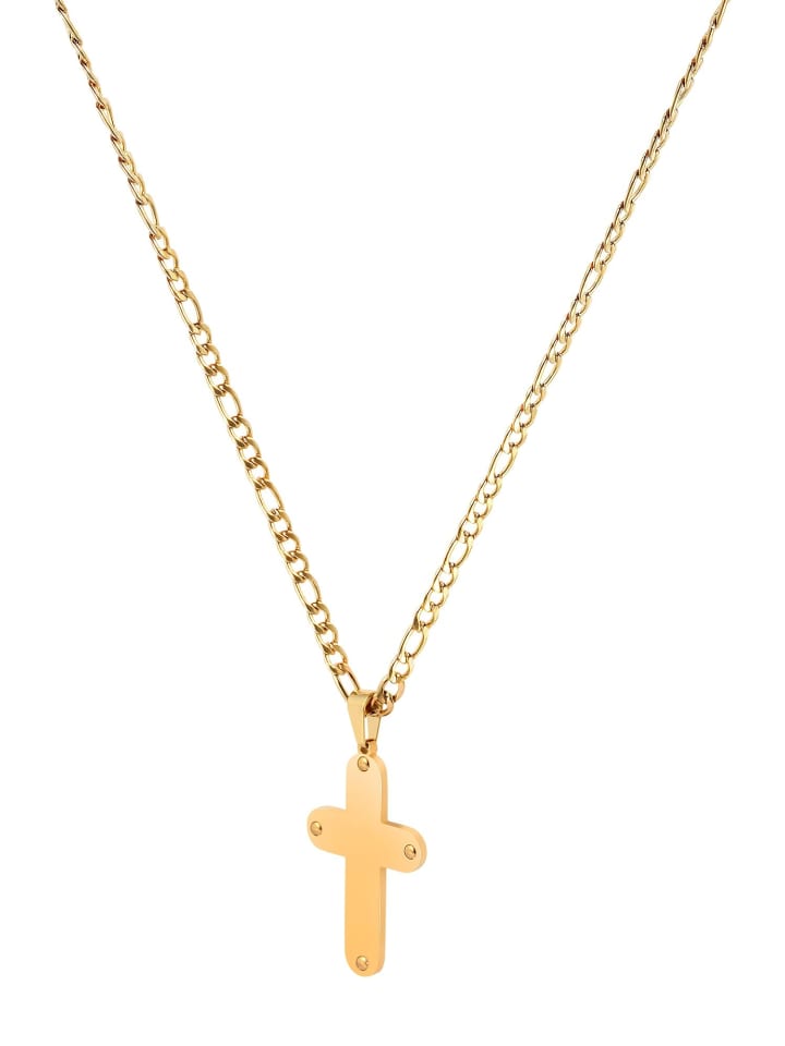 Unisex Halskette mit Anhänger – Kreuz aus Edelstahl in gold