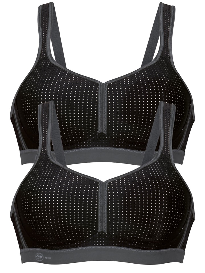2er Pack Sport BH ohne Bügel Performance in schwarz-anthrazit schwarz-anthrazit