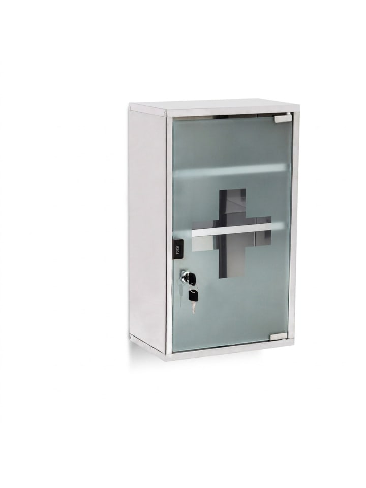 Medizinschrank in Silber - (B)30 x (H)50,5 x (T)18 cm