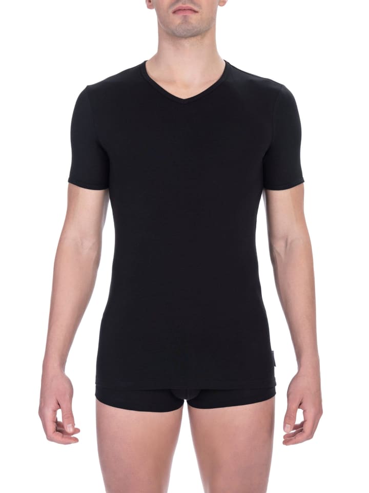 Schwarz Baumwolle Herren T-Shirt