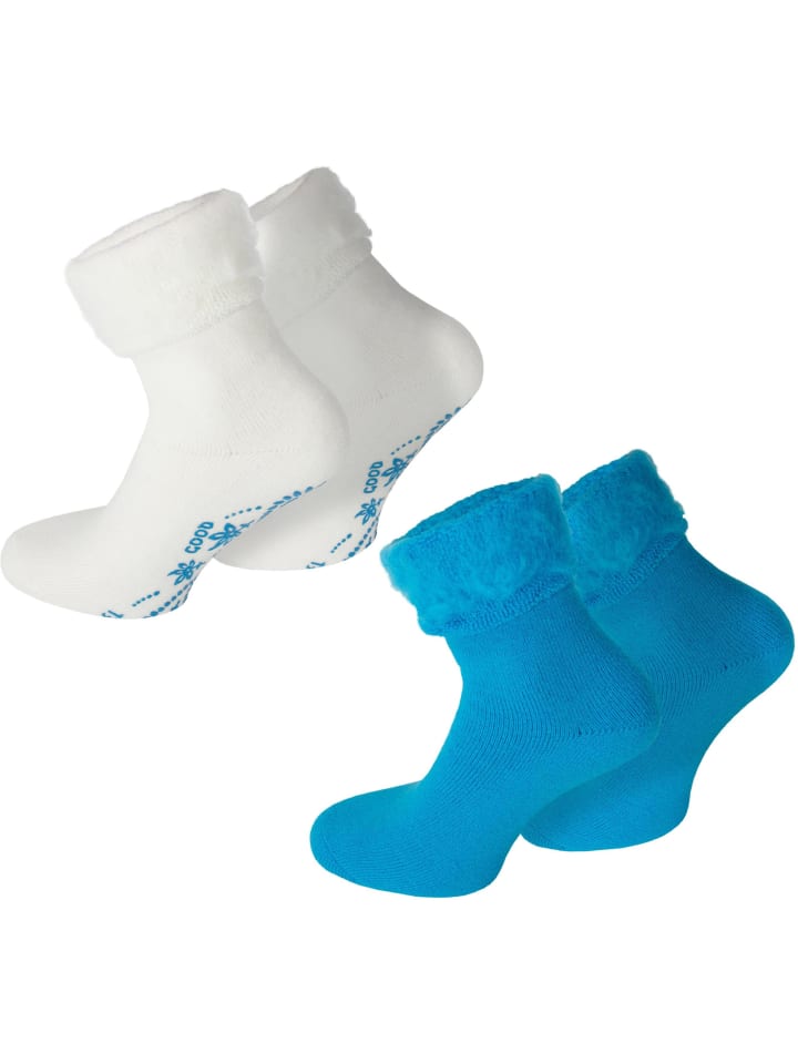 2 Paar Kuschelsocken Dream in Creme/Türkis