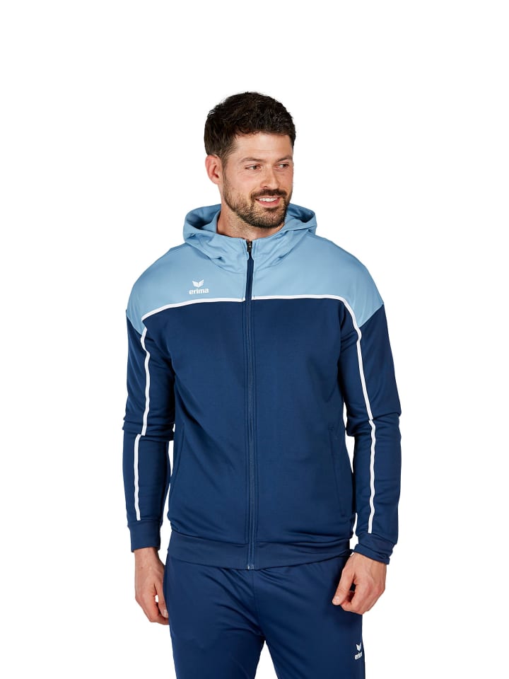 Herren Change By Erima Trainingsjacke mit Kapuze in new navy/faded denim/weiß
