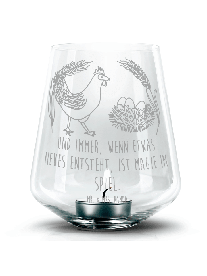 Glaswindlicht Huhn Stolz mit Spruch in Transparent