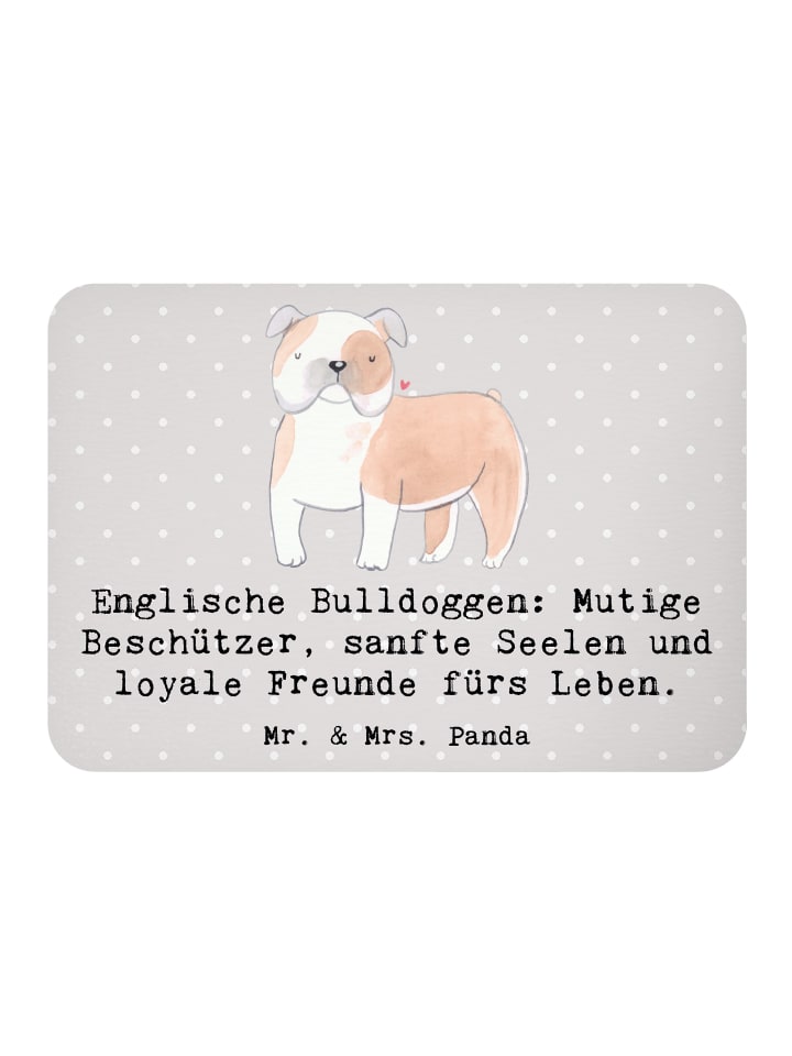 Magnet Englische Bulldogge mit Spruch in Grau Pastell