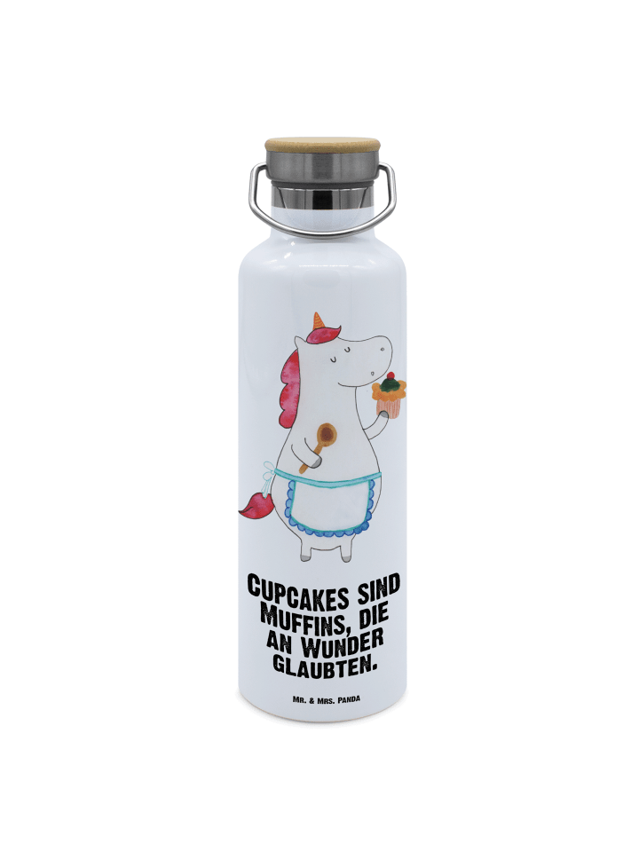 Trinkflasche Einhorn Küche mit Spruch in Weiß