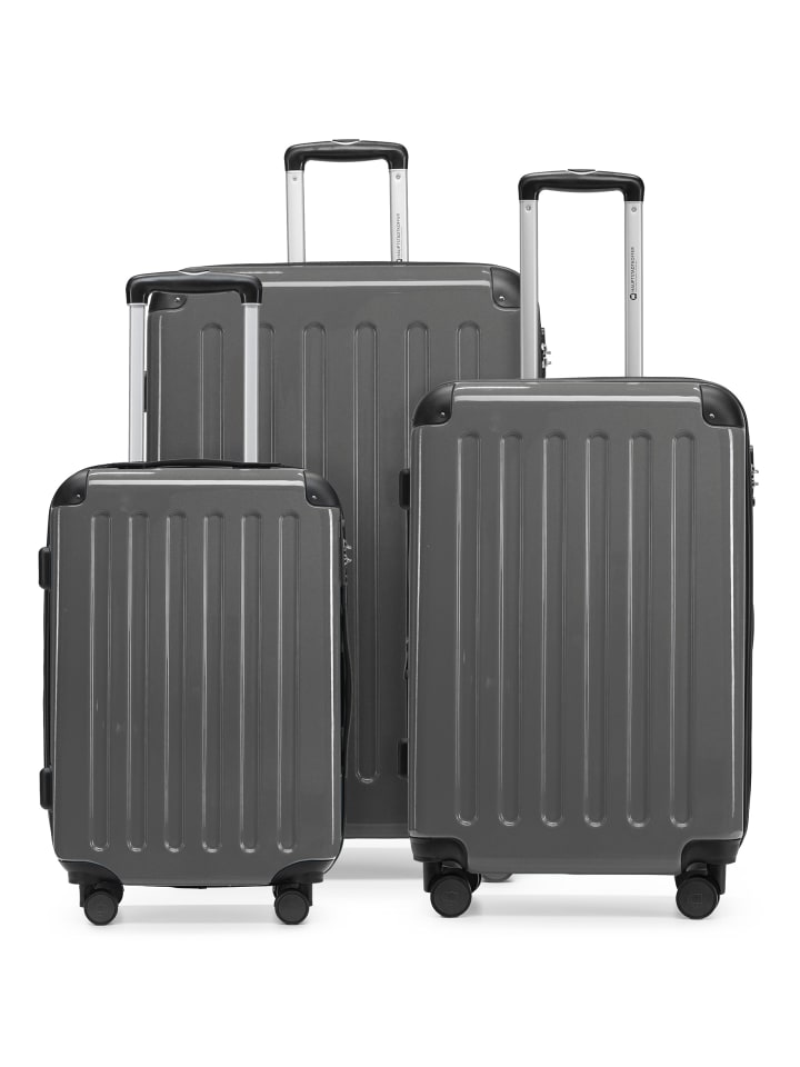 Alex - 3er Koffer-Set, 4 Rollen, TSA in Graphit
