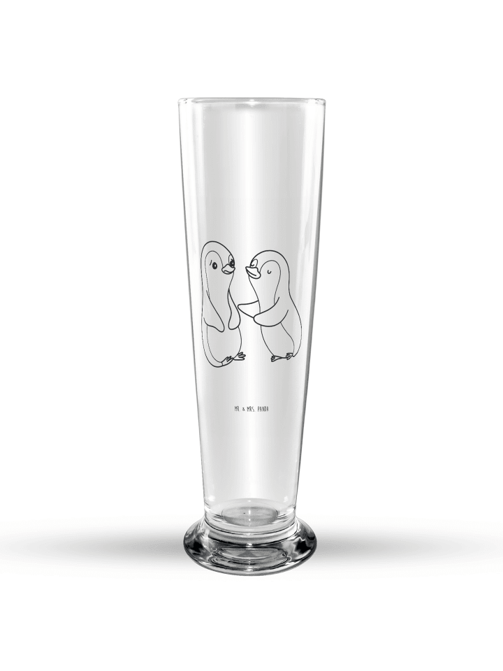 Trinkglas Pinguine trösten ohne Spruch in Transparent