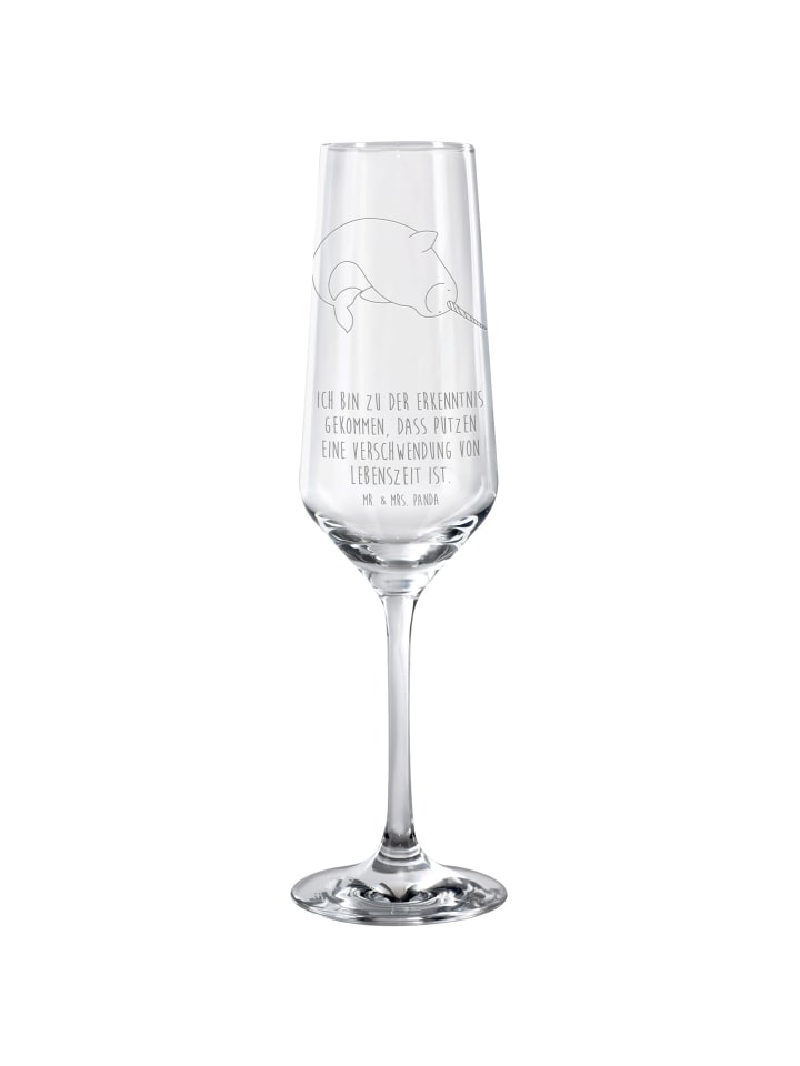 Champagnerglas Narwal mit Spruch in Transparent