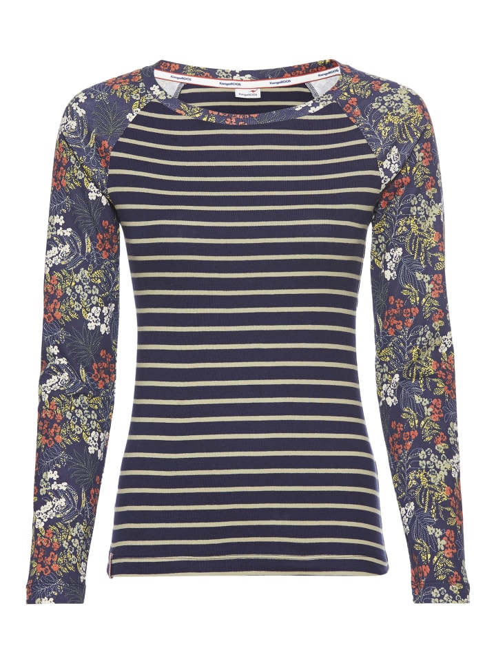 Langarmshirt in marine-bunt