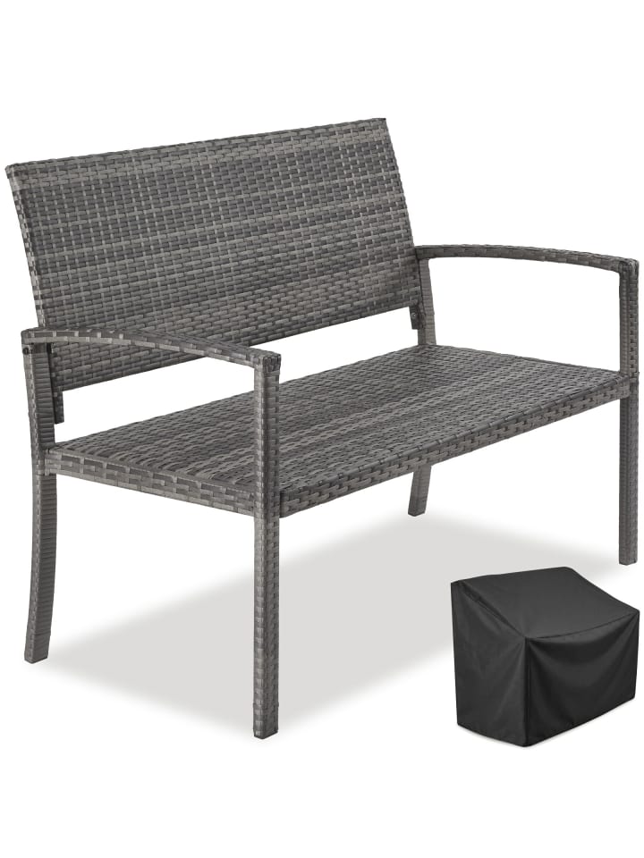 Polyrattanbank wetterfest 2-Sitzer, 125x62,5x90 cm