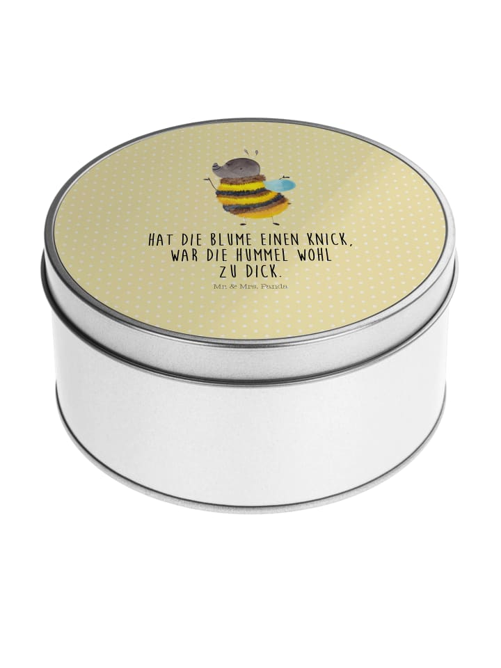 Metallbox Hummel flauschig mit Spruch in Gelb Pastell