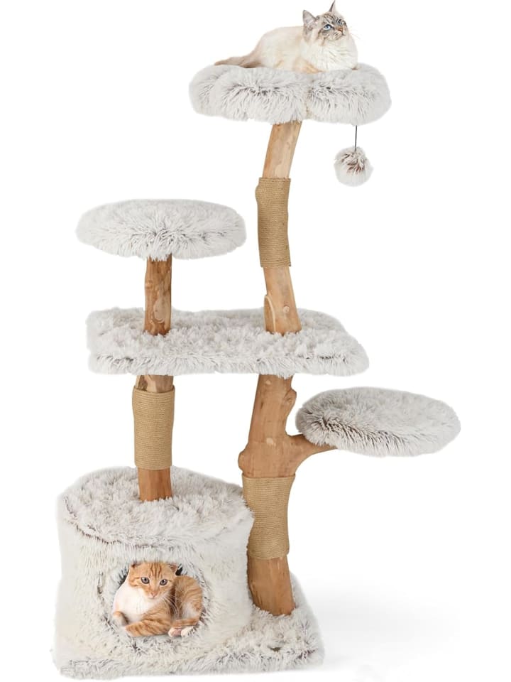 135cm Kratzbaum Holz in Weiß