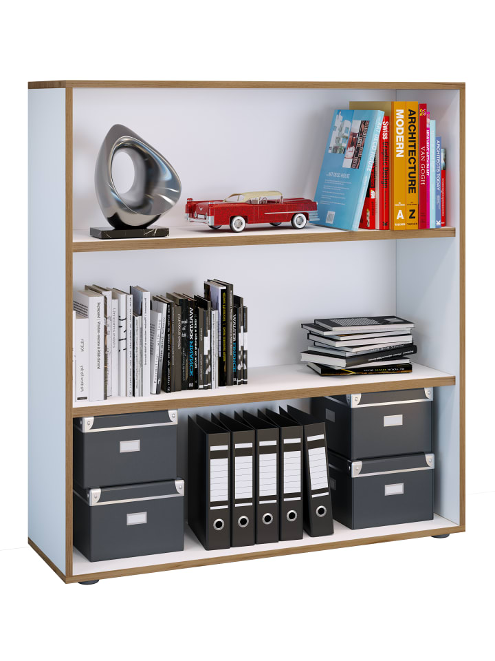 Holz Büro Regal Bücher Ordner Aktenregal Salia 3f in Weiß