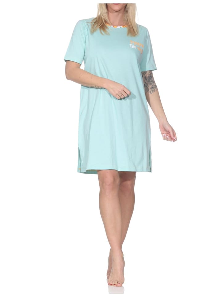 Nachthemd kurzarm sommerlicher Look 125 214 90 552 in helltürkis