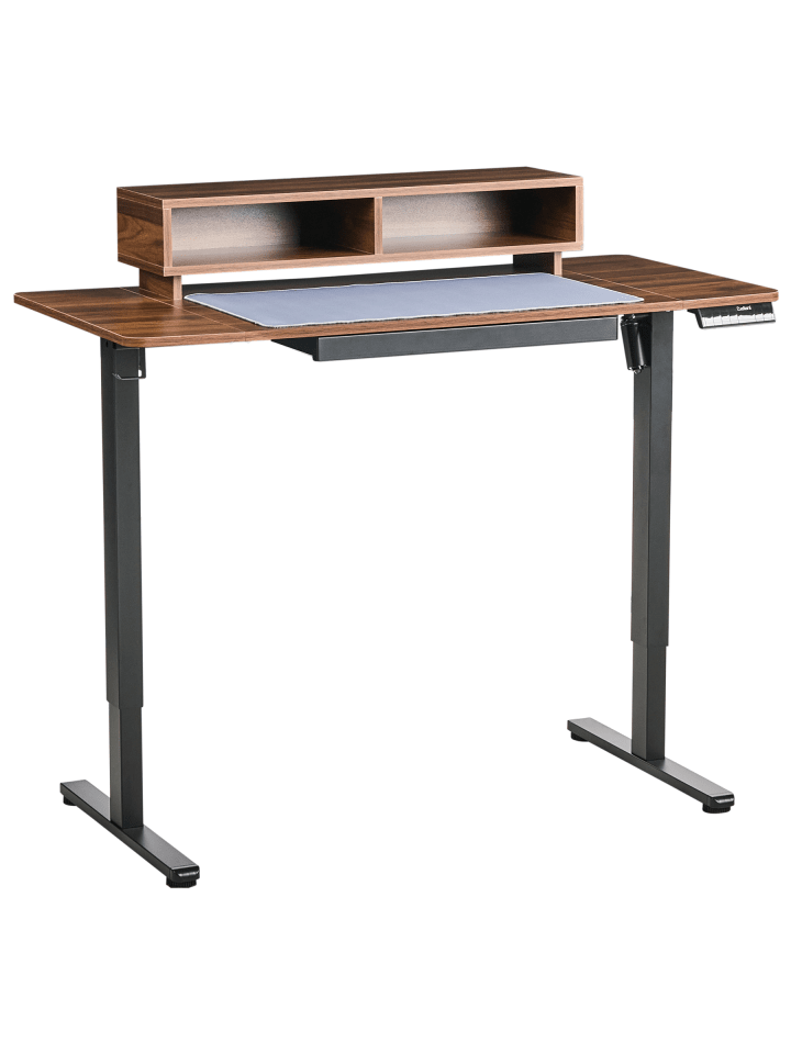 2-tlg Höhenverstellbarer Schreibtisch LUCAMA in Schwarz/Braun