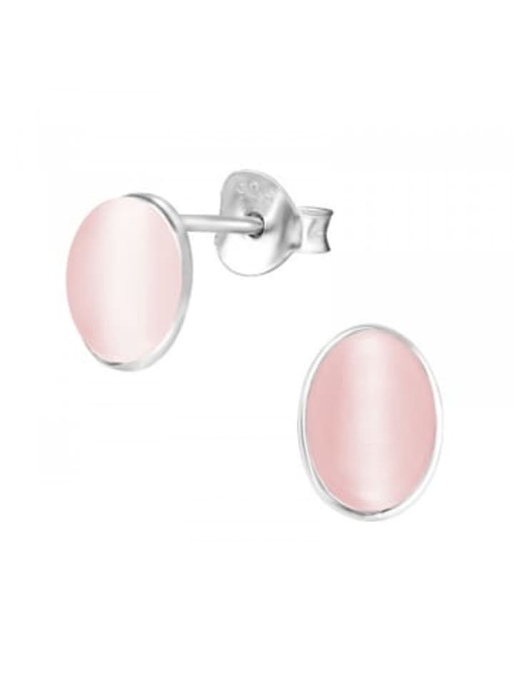 Ohrringe - Ohrstecker MUSCHELPERLMUTT rosa in 925 Silber - 2-tlg.