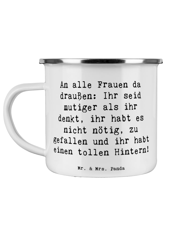 Metalltasse Spruch Mut und Hoffnung mit Spruch in Weiß