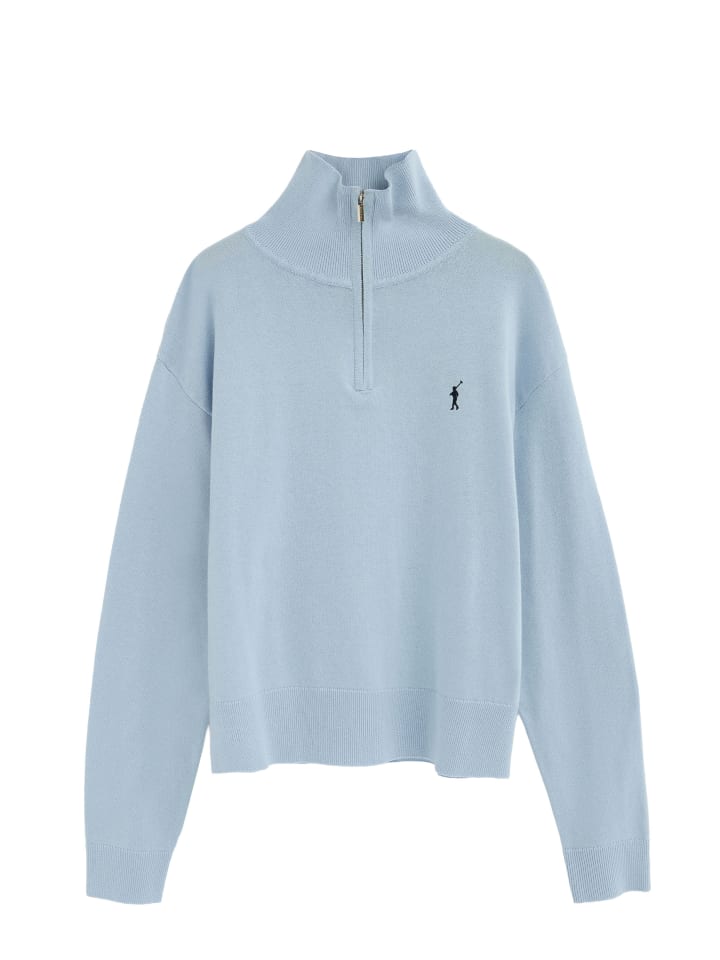 Pullover RIGBY GO ZIPPER COTTON W VO in Baby Blau
