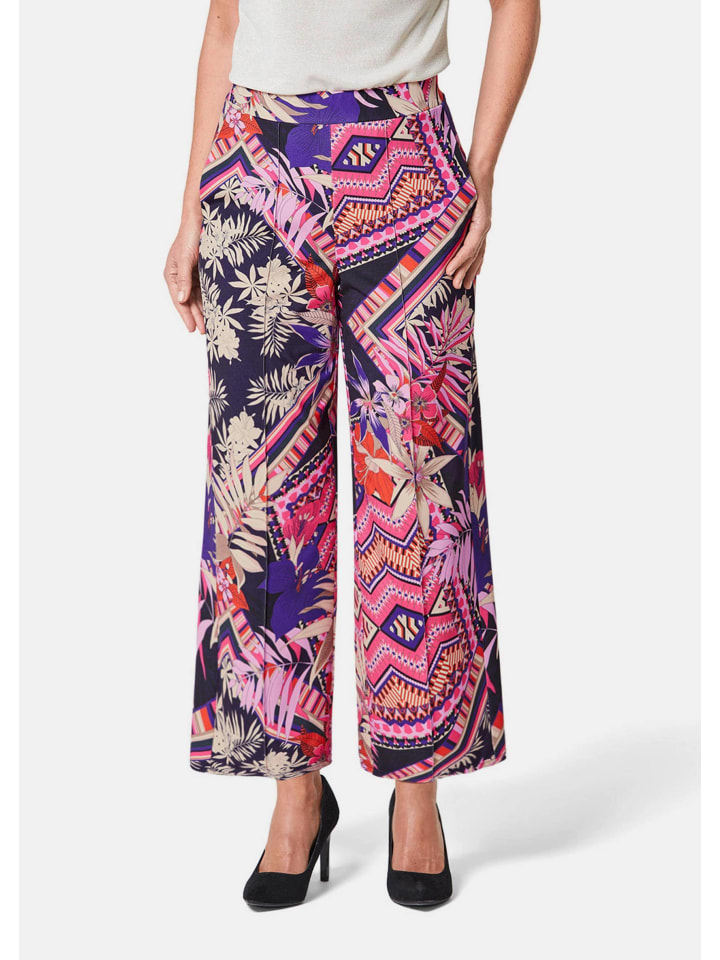 Kurzgröße: Stretchbequeme Druck-Culotte LOUISA in pink / gemustert