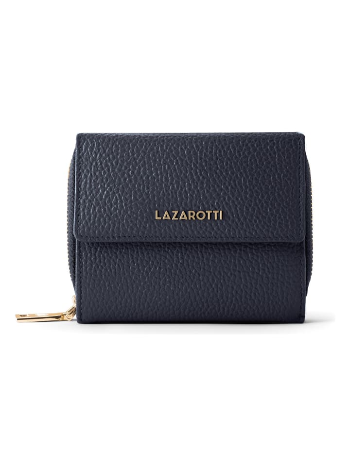 Bologna Leather Zip-Around Geldbörse Leder 12 cm navy