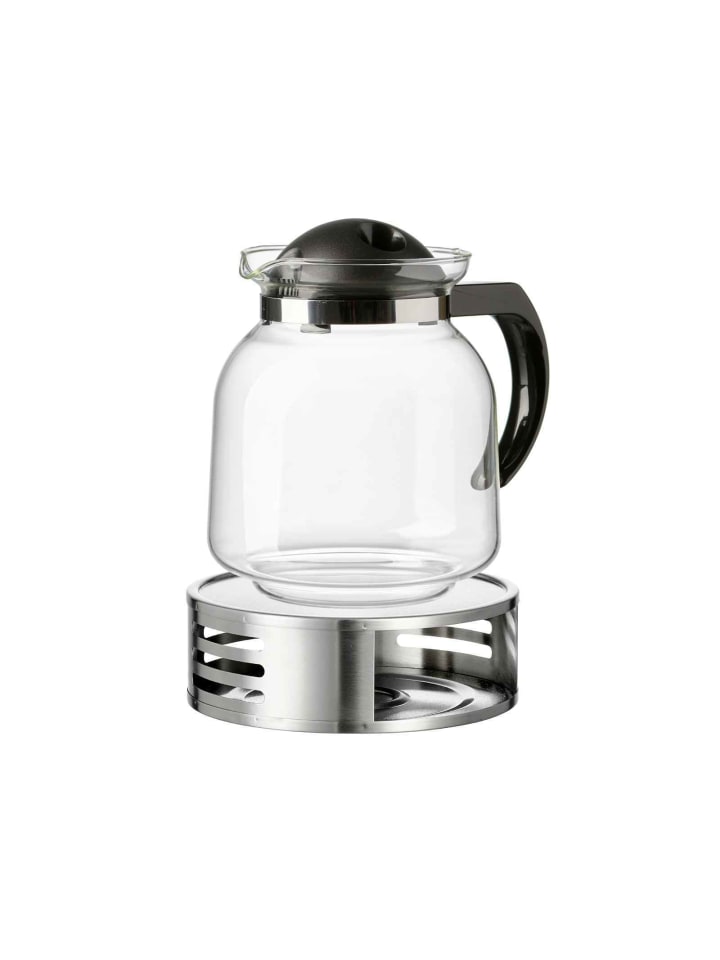 2er Set Teekanne mit Stövchen Ravenna in 1,6 l in transparent