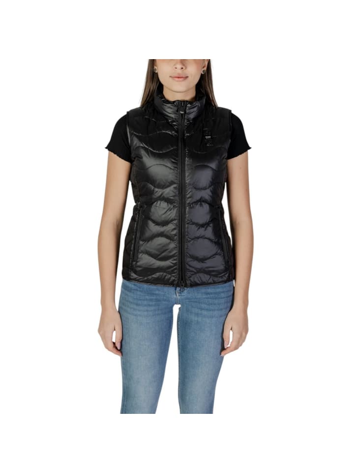 Schwarz Polyamid Ärmellose Jacke