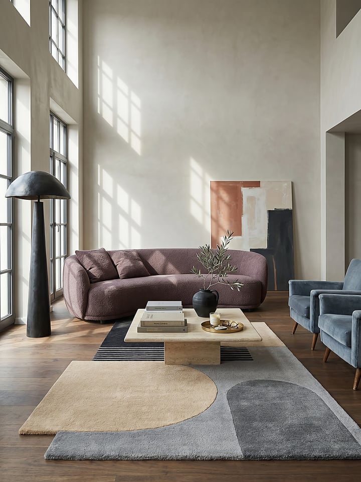 Teppich Wolle Handgetuftet HALLEIN Abstrakt Wohnzimmer Modern in Grau