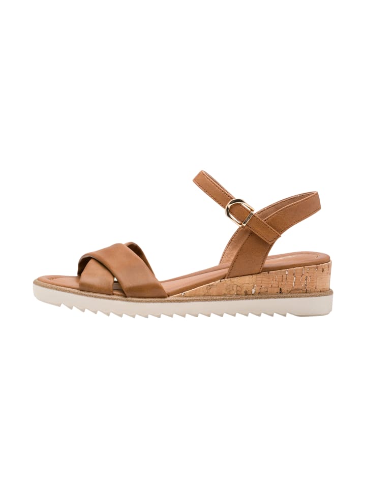 Sandalen mit Keilabsatz und Riemchen Braun